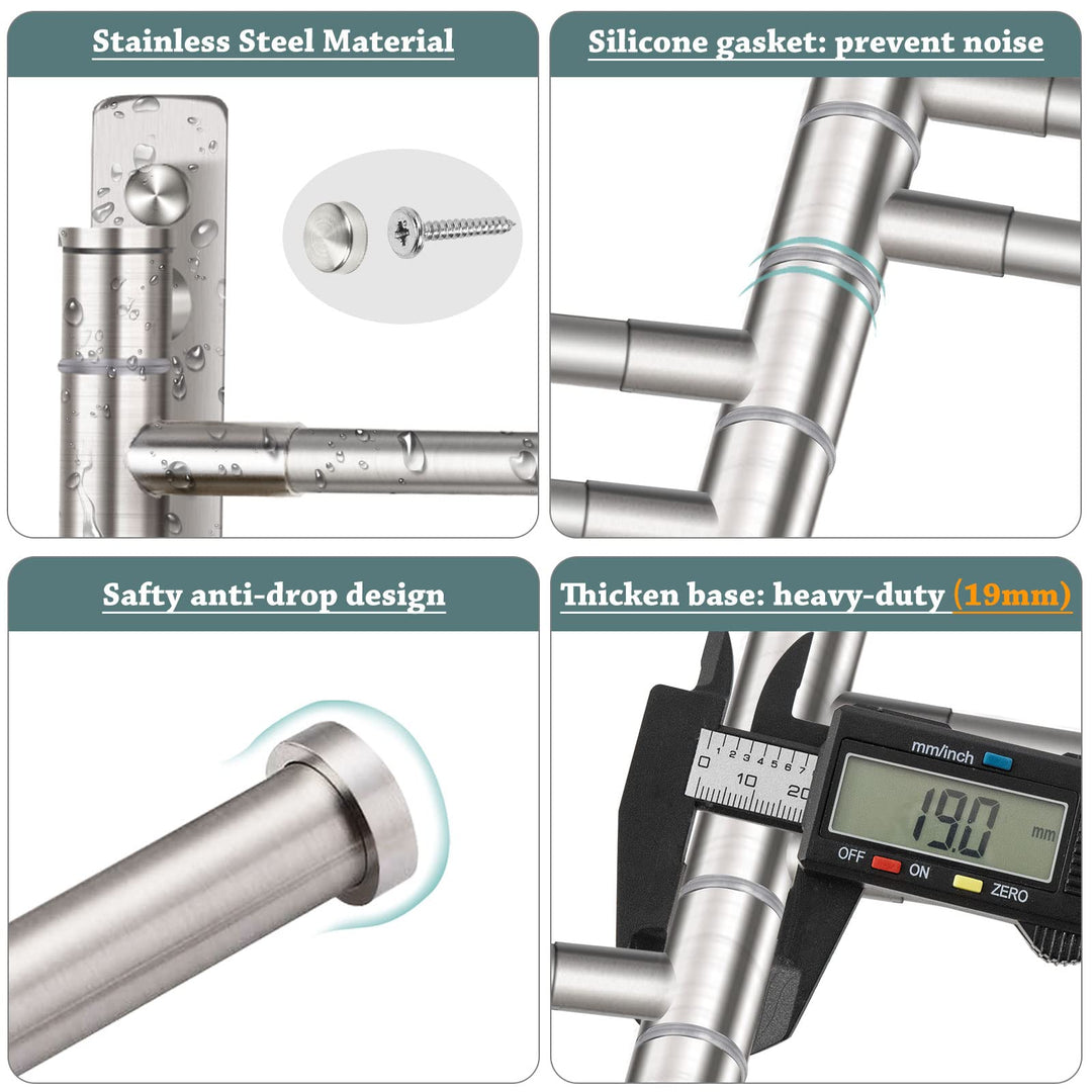 Towel Rack 15 inch Swivel Towel Racks for Bathroom Wall Mounted, Bath Towel Bar Stainless Steel 4-Arm Towel Holder Brushed Nickel, Space Saving