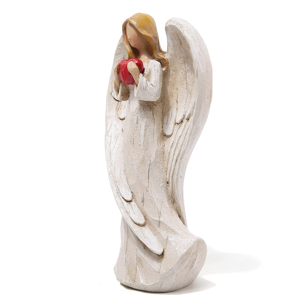 8.9inch Resin Praying Angel Sculpture Figurine for Gifts Home Decoration Praying commemorating Angel Statue, exquisitely Carved and Hand-Painted Characters (with Hear)
