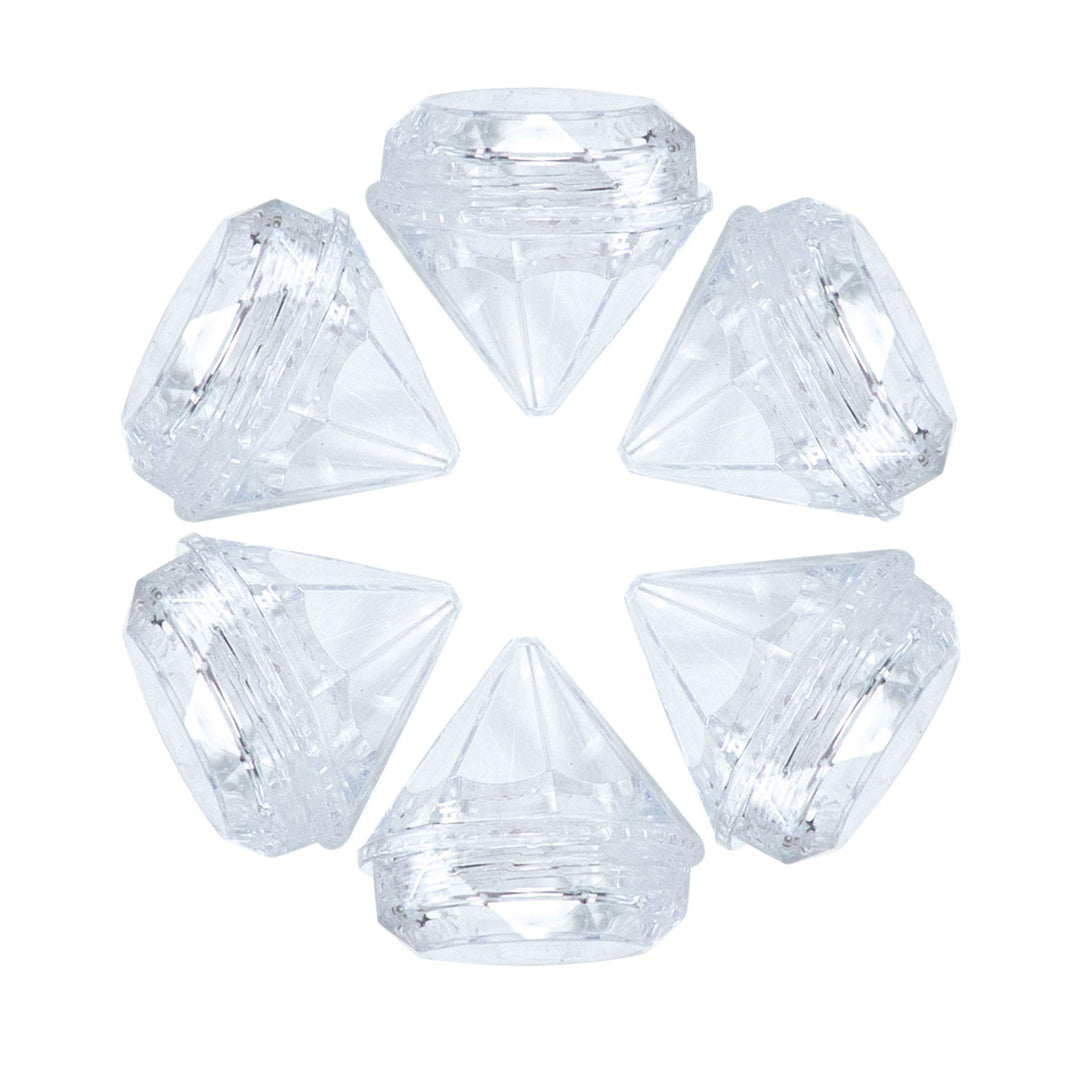 AUEAR, 50 Pack Diamond Shaped Clear Jars 5 ML Empty Refillable Cosmetic Small Jar Makeup Container with Lids Sample Trial Case Storage Box for Party Favors Container Decor