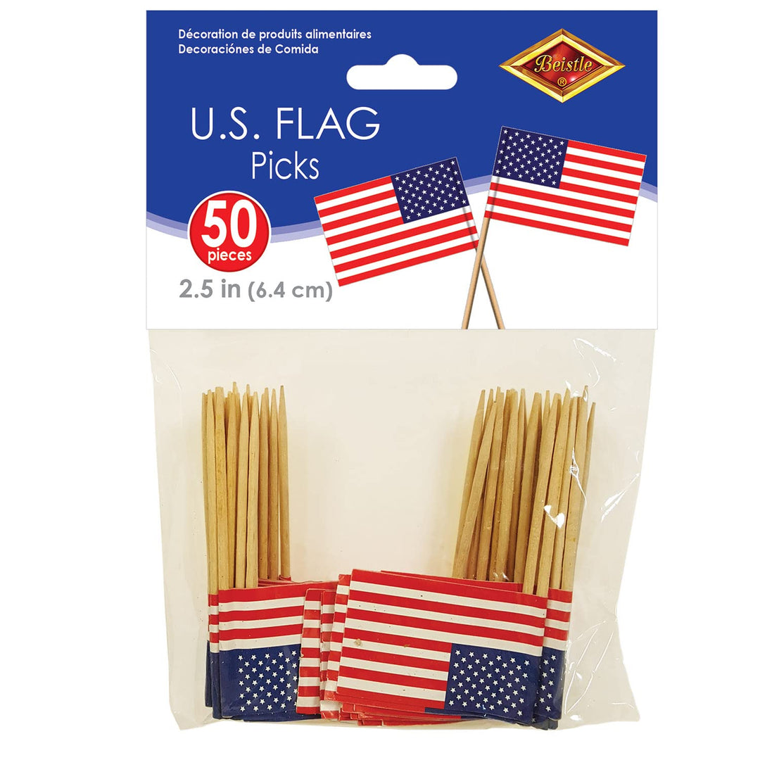 Pkgd U S Flag Picks (50/Pkg)