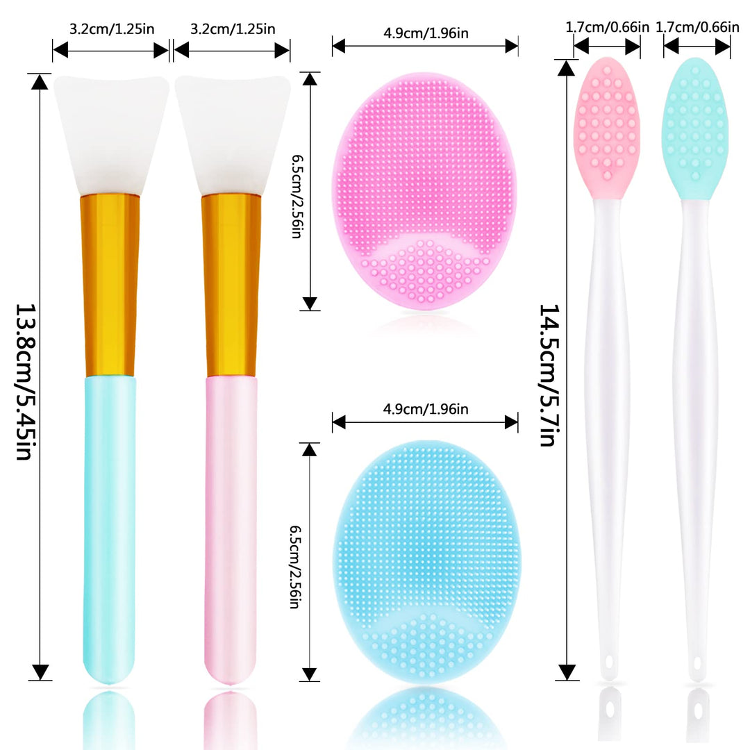 6 PCS Silicone Face Scrubber Brush Set, 2pcs Lip Scrub Brush, 2PCS Face Cleansing Brush Silicone Face Exfoliator Tool, 2pcs Facial Applicator Brush for Women Men
