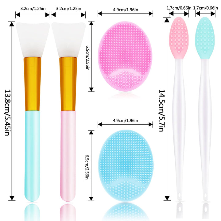 6 PCS Silicone Face Scrubber Brush Set, 2pcs Lip Scrub Brush, 2PCS Face Cleansing Brush Silicone Face Exfoliator Tool, 2pcs Facial Applicator Brush for Women Men