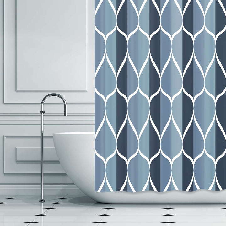 Aegean Blue Fabric Bath Shower Curtain,Waterproof Design and Polyester,Quick-Drying,Heavy Weight,Extra Long Cloth Shower Curtain Set for Bathroom W 72 x H 84,Machine Washable with 12 Hooks