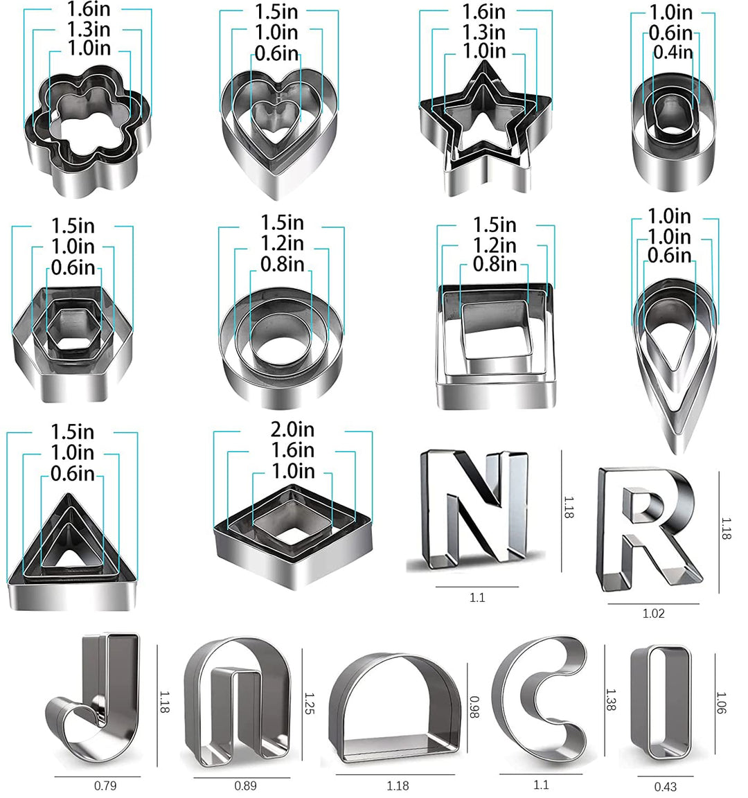 37pcs Polymer Clay Cutters,Stainless Steel Cutter Tools Molds for Earring Jewelry Making