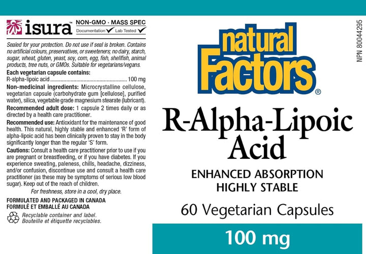 Natural Factors Alpha-lipoic Acid 100mg Capsules, 60-Count