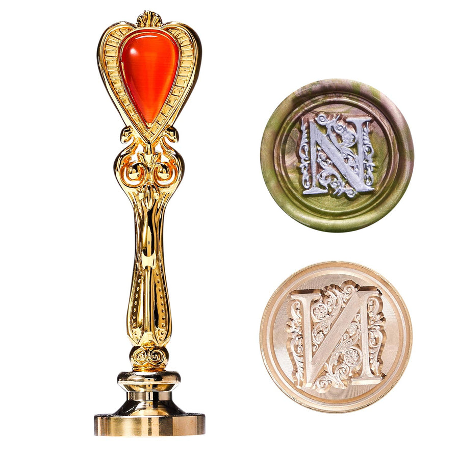 Letter N Sealing Wax Stamp, Retro Alphabet Wax Seal Stamp, Gold