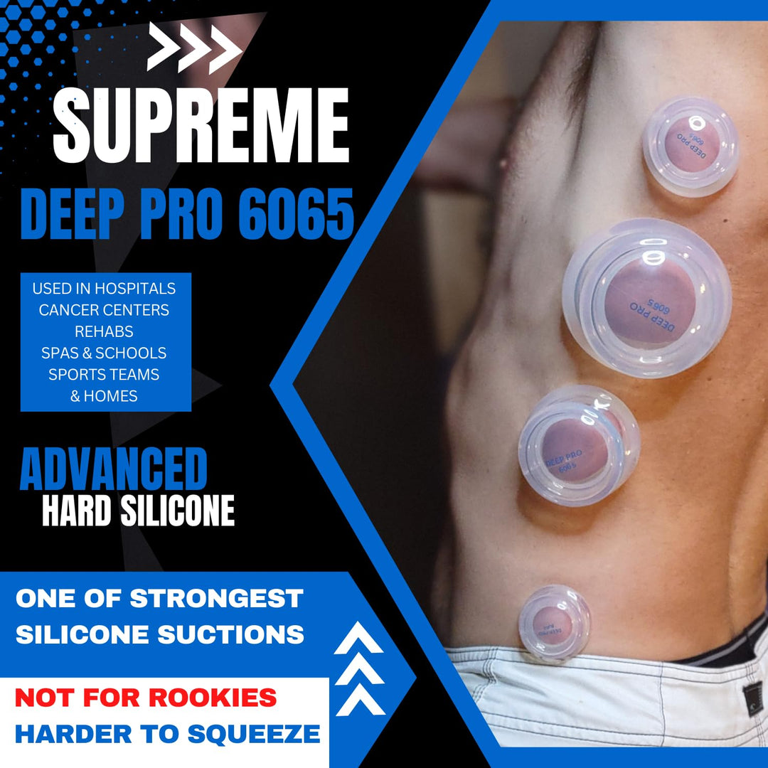 Cupping Warehouse Advanced (Hard) Supreme 8 DEEP PRO 6065 Professional Cupping Therapy Set- Body Myofascial Cupping Set- Harder Silicone Cupping Set-, Cupping Set Massage Therapy Cups