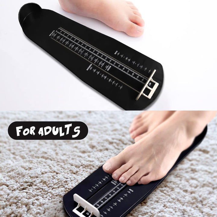 Foot Measurement Device Shoe Size Measuring Devices for Adults and Kids with Soft Tape Measure US Standard Black