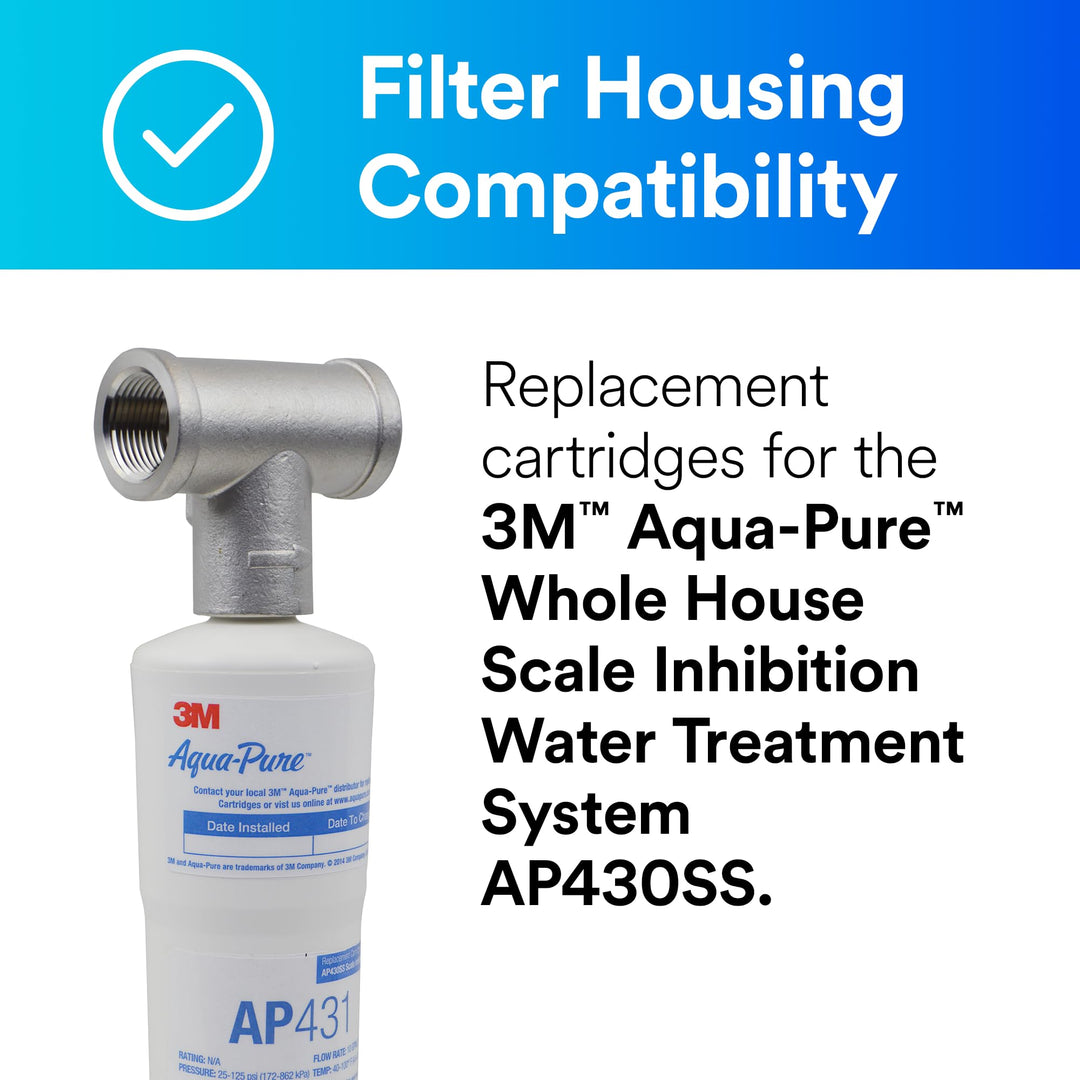 3M Whole House Scale Inhibition Inline Replacement Water Cartridge AP431, For System AP430SS