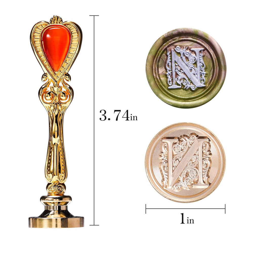 Letter N Sealing Wax Stamp, Retro Alphabet Wax Seal Stamp, Gold