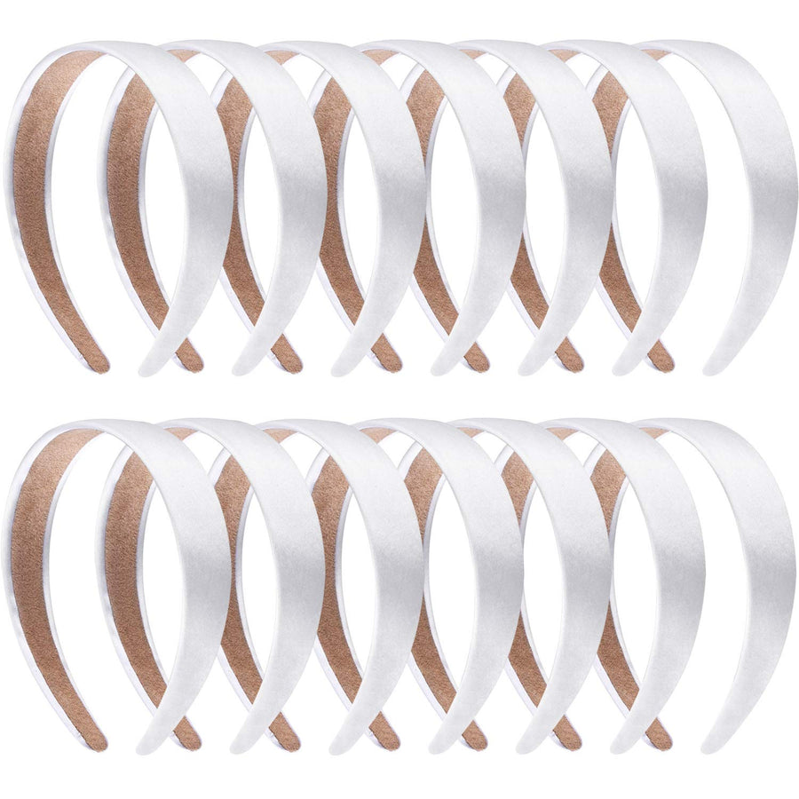 SIQUK 14 Pieces Satin Headbands White Ribbon Headband 1