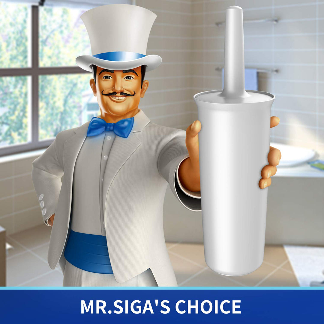 MR.SIGA Toilet Bowl Brush and Holder for Bathroom, Whit