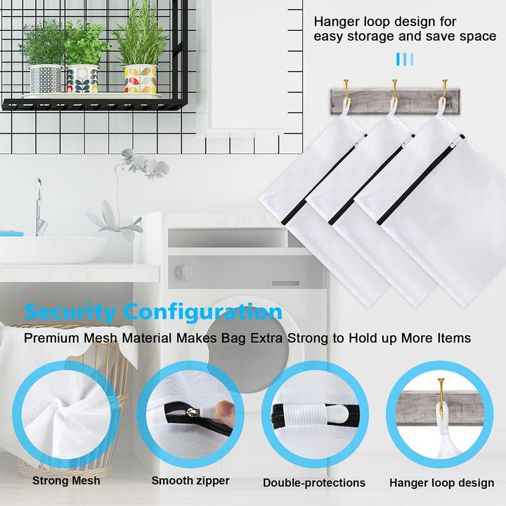 Durable Mesh Laundry Bags for Delicates,Have Hanger Loops (2XX-Large 24 x 24 inches, 2Large 16 x 20 inches)