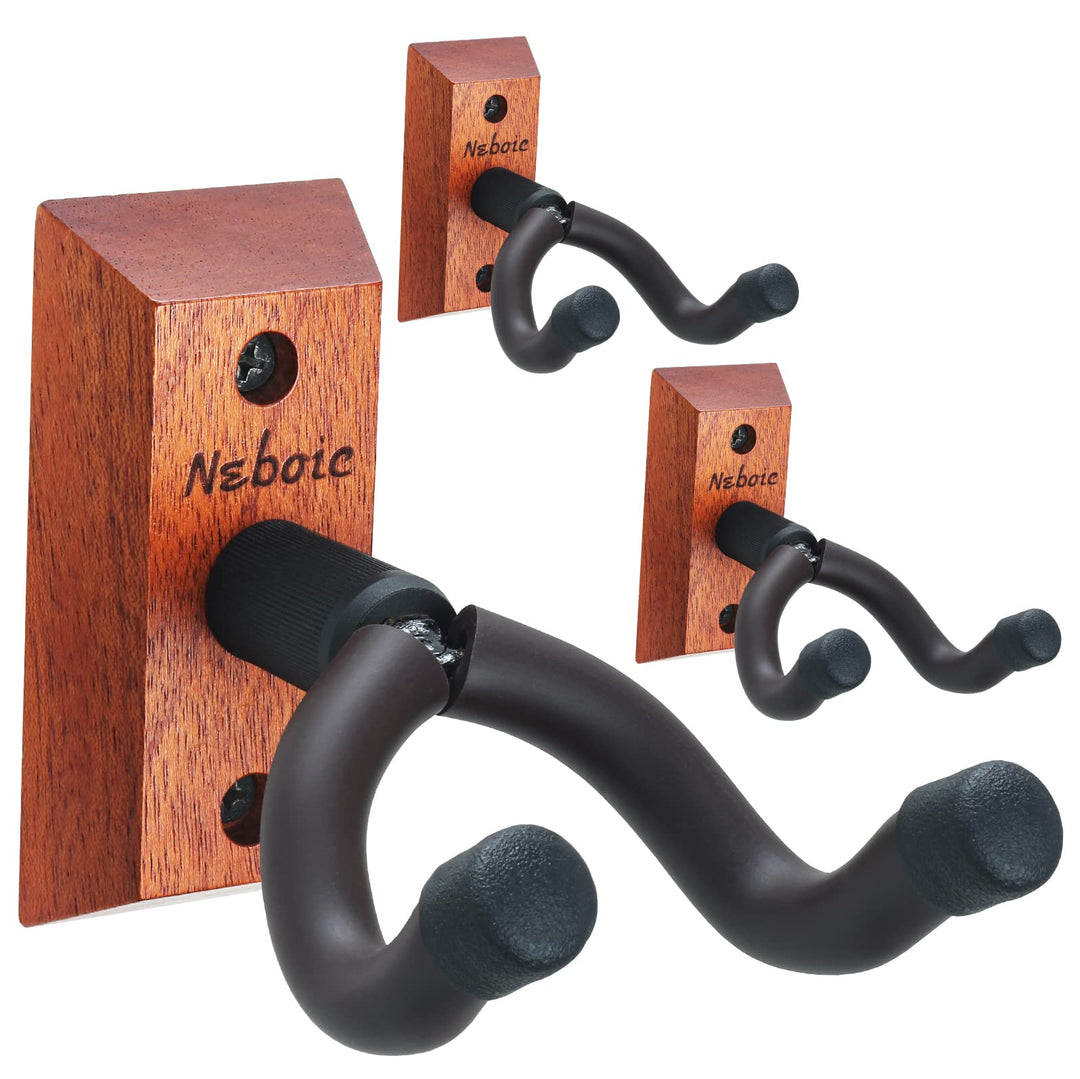 3 Pack Guitar Wall Mount, Wood Guitar Wall Hanger, Guitar Hook, Guitar Accessories for Acoustic Electric Bass Guitar Ukulele Banjo Mandolin