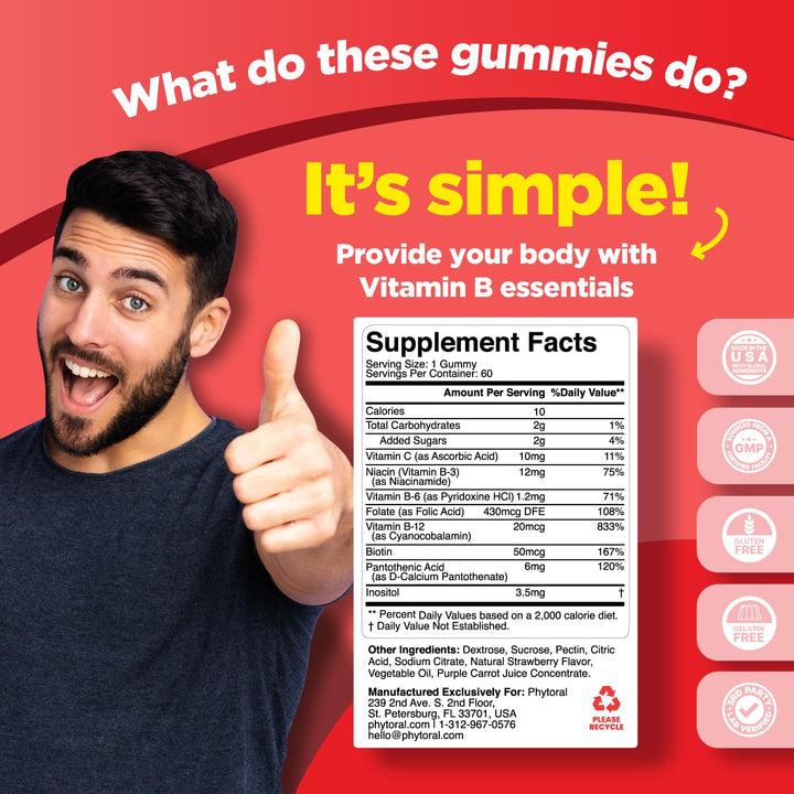 Vitamin B Complex Gummies for Adults &amp; Kids - B