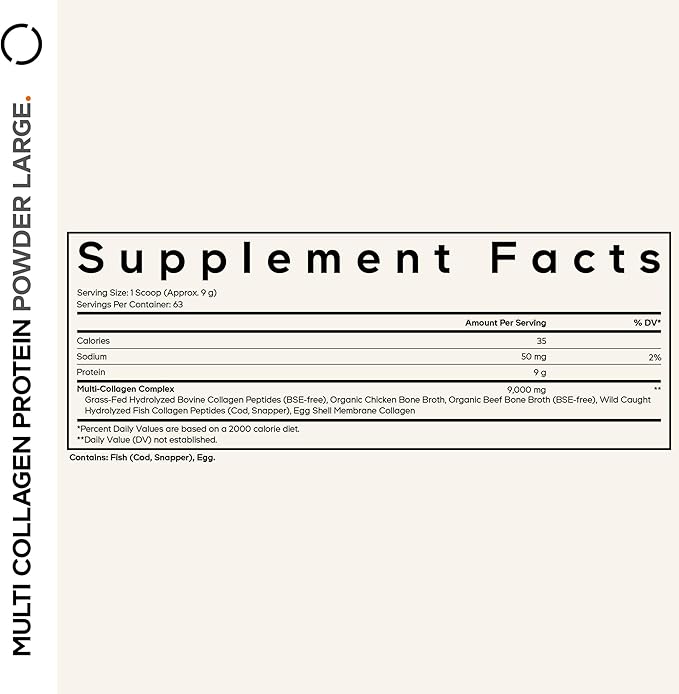 Codeage Multi Collagen Protein Powder Peptides, Hydrolyzed Collagen for Women &amp; Men, Collagen Supplements, Grass Fed Bone Broth, 2-Month Supply, Unflavored, Type 1, 2, 3, 5 &amp; 10, Non-GMO - 20 OZ