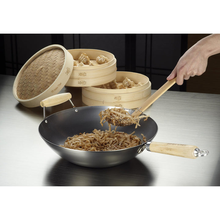Helen’s Asian Kitchen Spider Strainer, Stainless Steel with Natural Bamboo Handle, 7-Inch Strainer Basket
