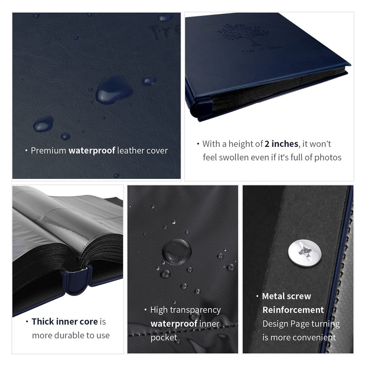 Photo Albums 4 x 6 Picture 600 Horizontal and Vertical Photos Extra Large Capacity Photo Album Blue Leather Cover Pictures Photo Book for Family, Marriage, Baby Growth and Vacation