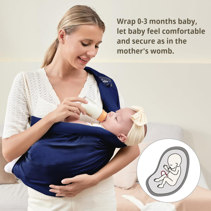 CUBY Baby Carrier, Natural Cotton Baby Sling Baby Holder Extra Comfortable for Easy Wearing Carrying of Newborn, Infant Toddler Carrier Sling for Baby Registry, Nursing,Breastfeeding (Aegean Sea)