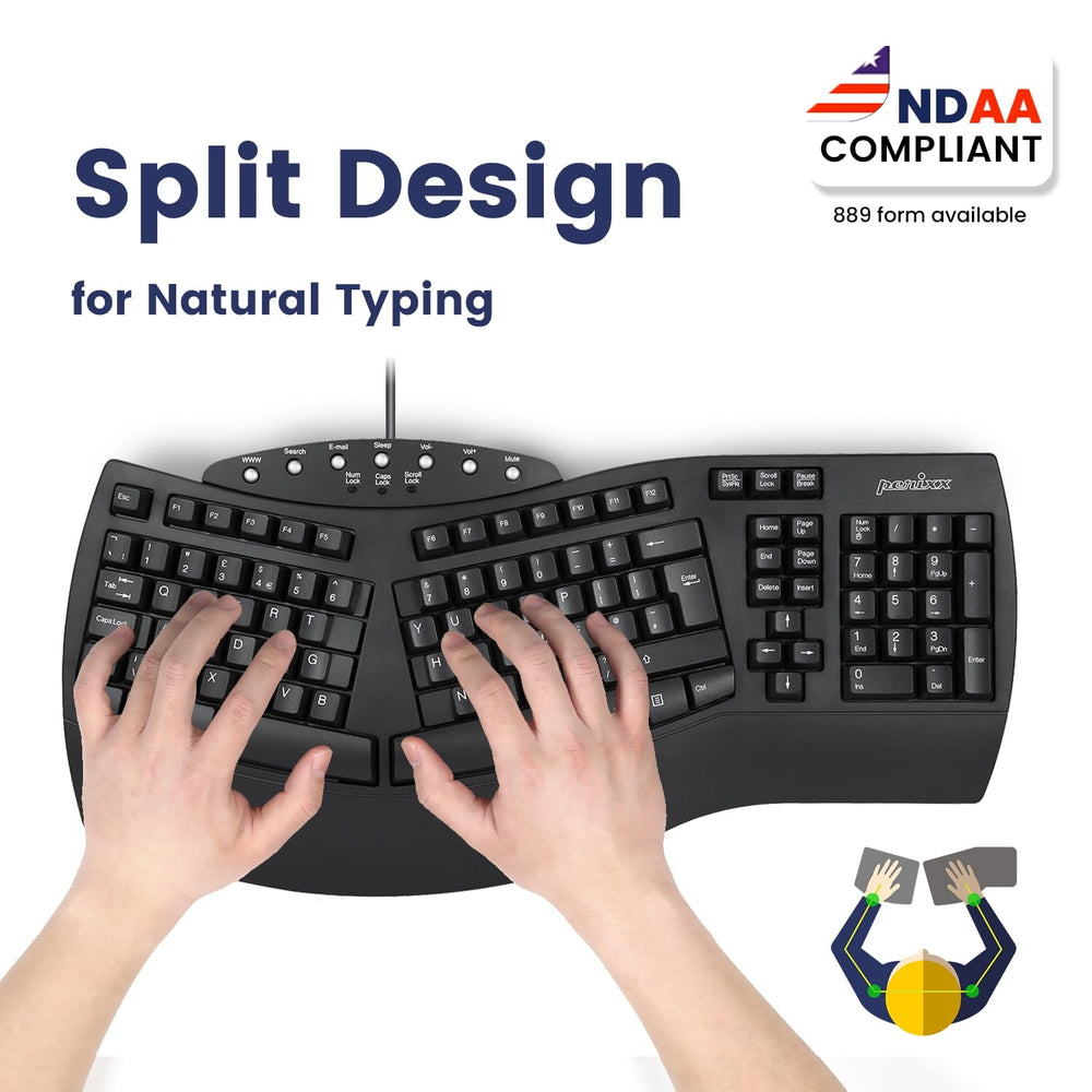 Perixx Periboard-512 Ergonomic Split Keyboard - Natural