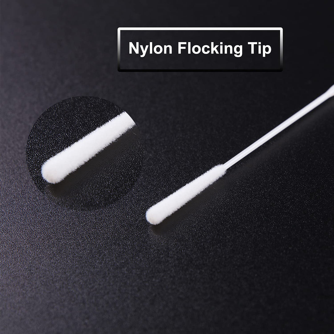 Nasopharyngeal Nylon Specimen Flocked Swab, 100 Pack Nasal Swabs Sterile Nasopharyngeal Swab Individually Wrapped, Nylon Flocking Tip Flocked Swab for Sampling