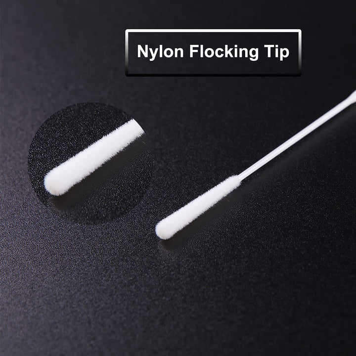 Nasopharyngeal Nylon Specimen Flocked Swab, 100 Pack Nasal Swabs Sterile Nasopharyngeal Swab Individually Wrapped, Nylon Flocking Tip Flocked Swab for Sampling