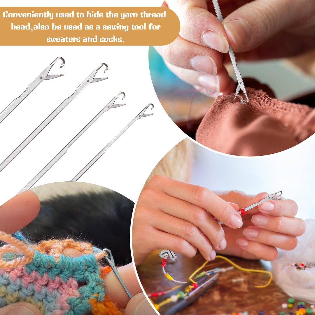 7 pcs Latch Crochet Hooks Sewing Needles DIY Weave Knitting Tools for Revamping Sweater or Socks