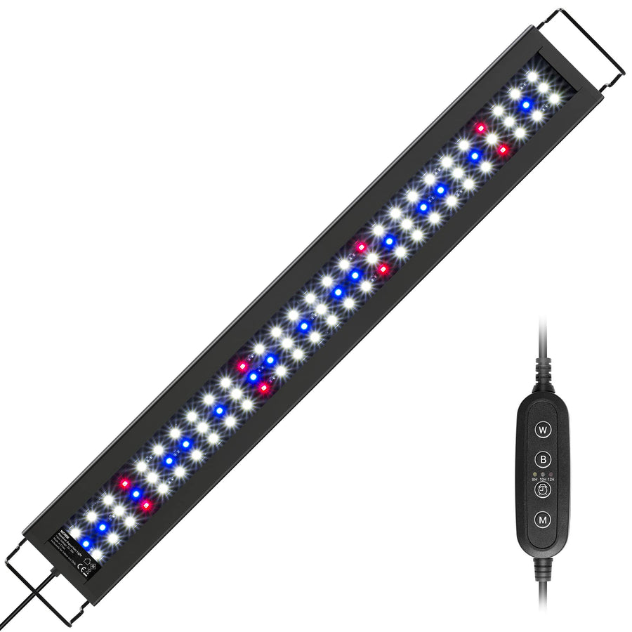 Full Spectrum Planted LED Aquarium Light, with Timer, for Freshwater Fish Tank, IP67, 24-30 Inch, 16 Watts