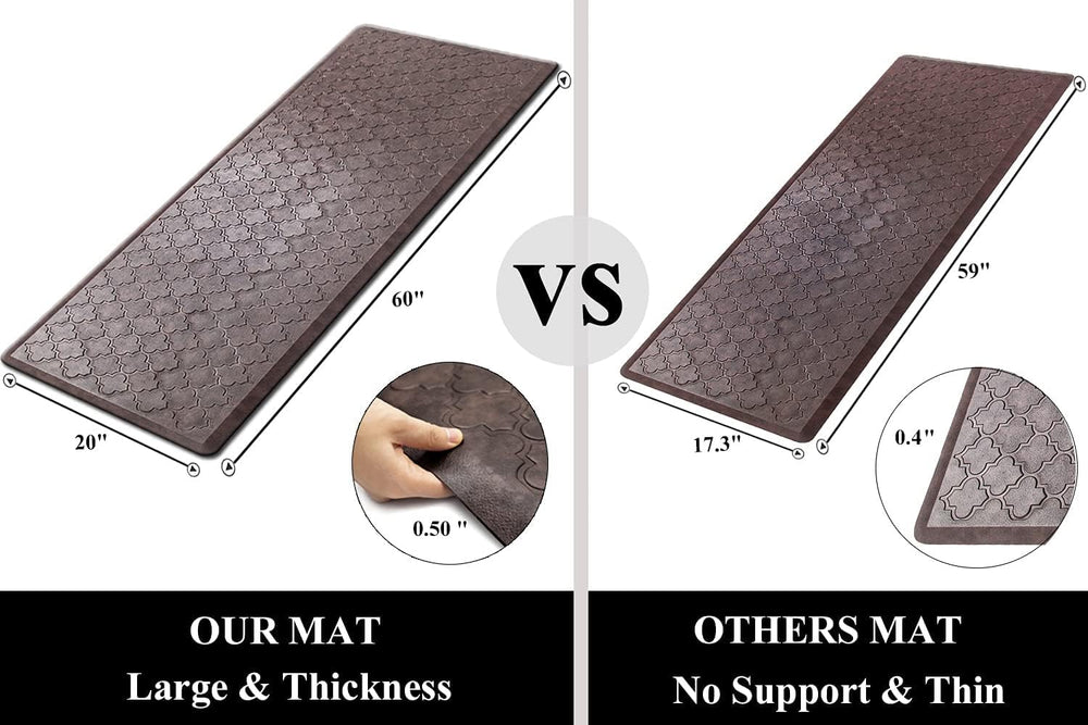 Kitchen Mat Cushioned Anti Fatigue Kitchen Floor Mat Runner 20x60 Non Slip Kitchen Mats for Floor Waterproof Kitchen Rugs and Mats Comfort Mat for Standing Desk,Sink,Laundry,Brown