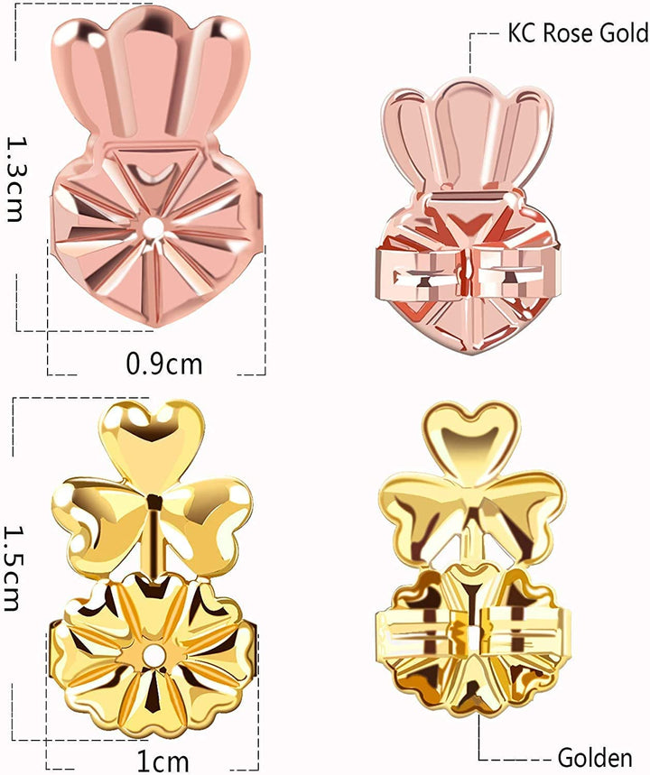 9 Pairs Earring Lifters, Earring Backs Lifter for Droopy Ears, Adjustable Hypoallergenic Earring Secure Backs for Heavy Earring(3 Silver + 3 Gold + 3 Rose Gold)