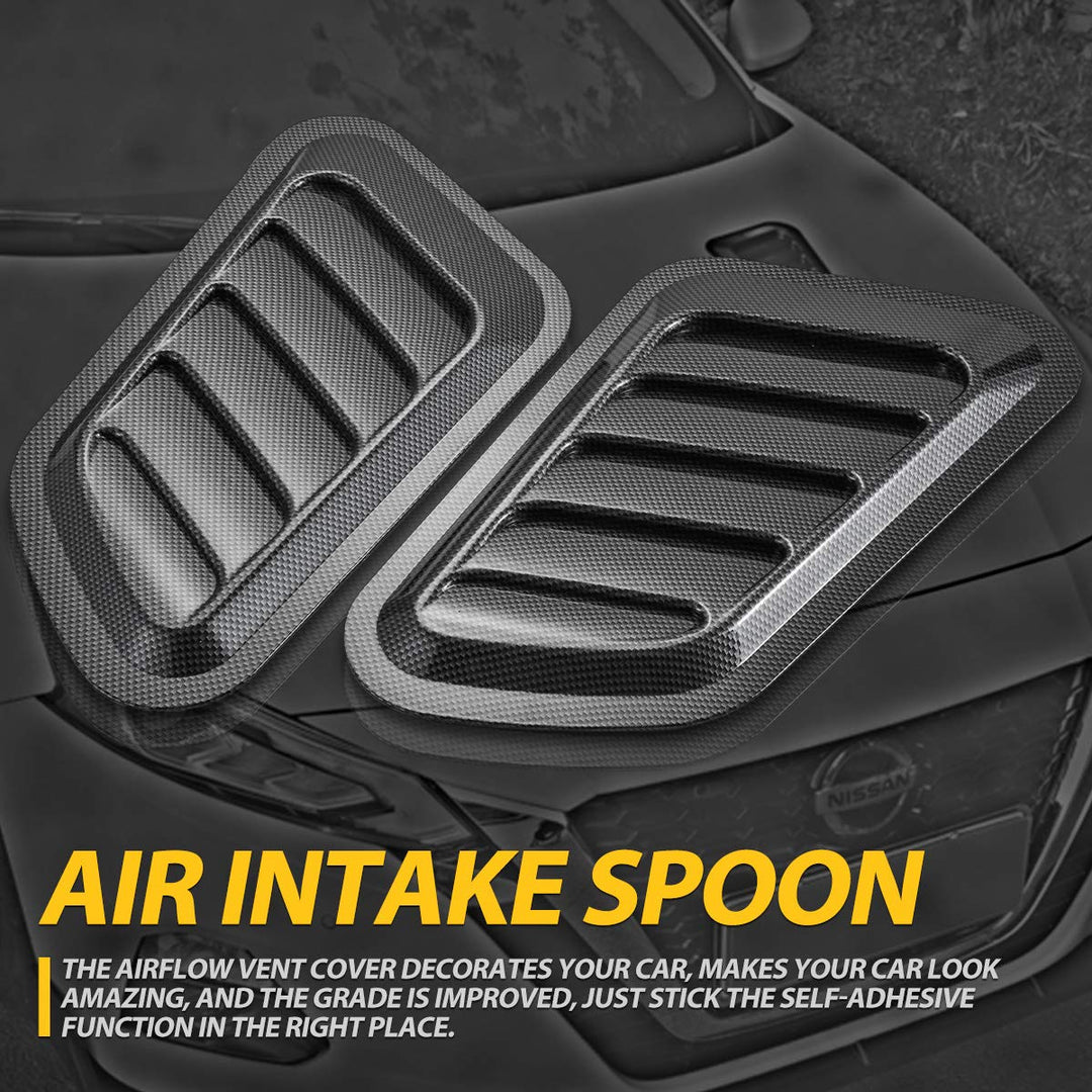 1 Pair Universal Car ABS Decorative Air Flow Intake Scoop Turbo Bonnet Vent Cover Hood (Carbon Fiber)