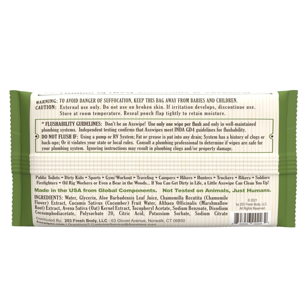 Fresh Body ASSWIPES Flushable Cleaning Hygiene Wipes wi