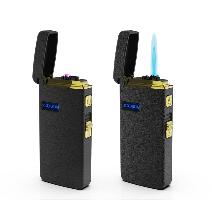 USB Lighters Windproof Rechargeable Dual Arc Lighter Inflatable Lighter Refillable Lighter Matte Black Color for Outdoor Camping Hunting Backpacking Hiking Kitchen