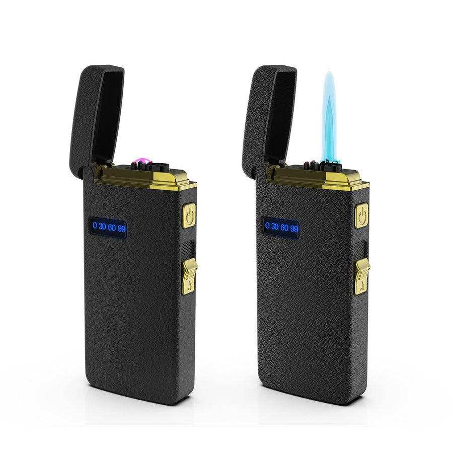 USB Lighters Windproof Rechargeable Dual Arc Lighter Inflatable Lighter Refillable Lighter Matte Black Color for Outdoor Camping Hunting Backpacking Hiking Kitchen