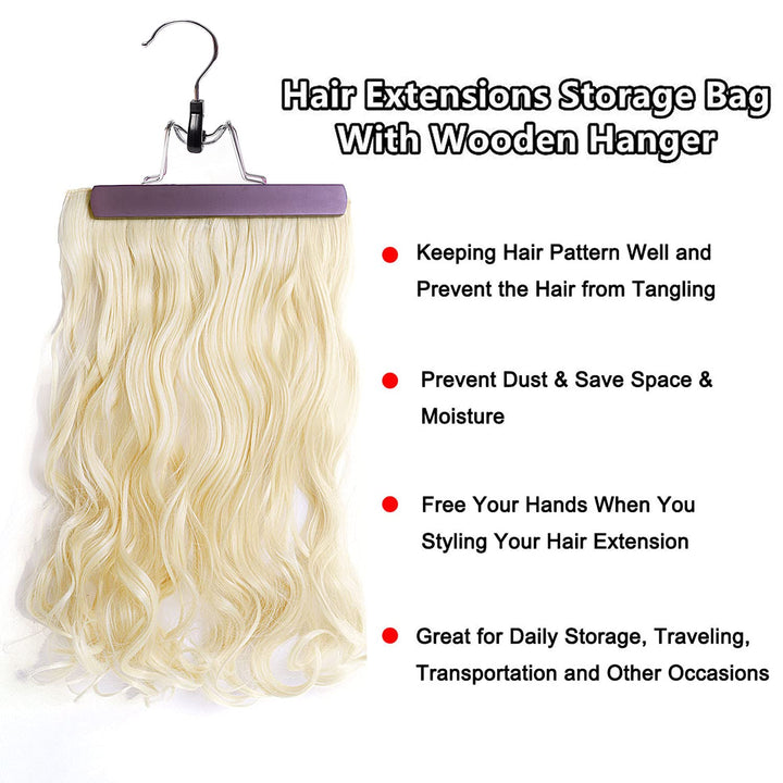 1 Pack Hair Extension Holder Hair Extensions Storage Bag with Hanger,Portable Wig Bags Storage,Hair Extension Hanger for Hairpiece Human Hair (Bluish Purple)