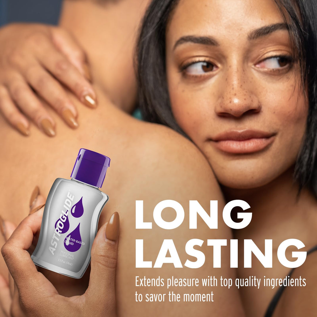 Astroglide Water Based Lube (2.5oz), Liquid Personal Lubricant for Long-Lasting Pleasure for Men, Women and Couples, Safe for Toys, Travel-Friendly Size