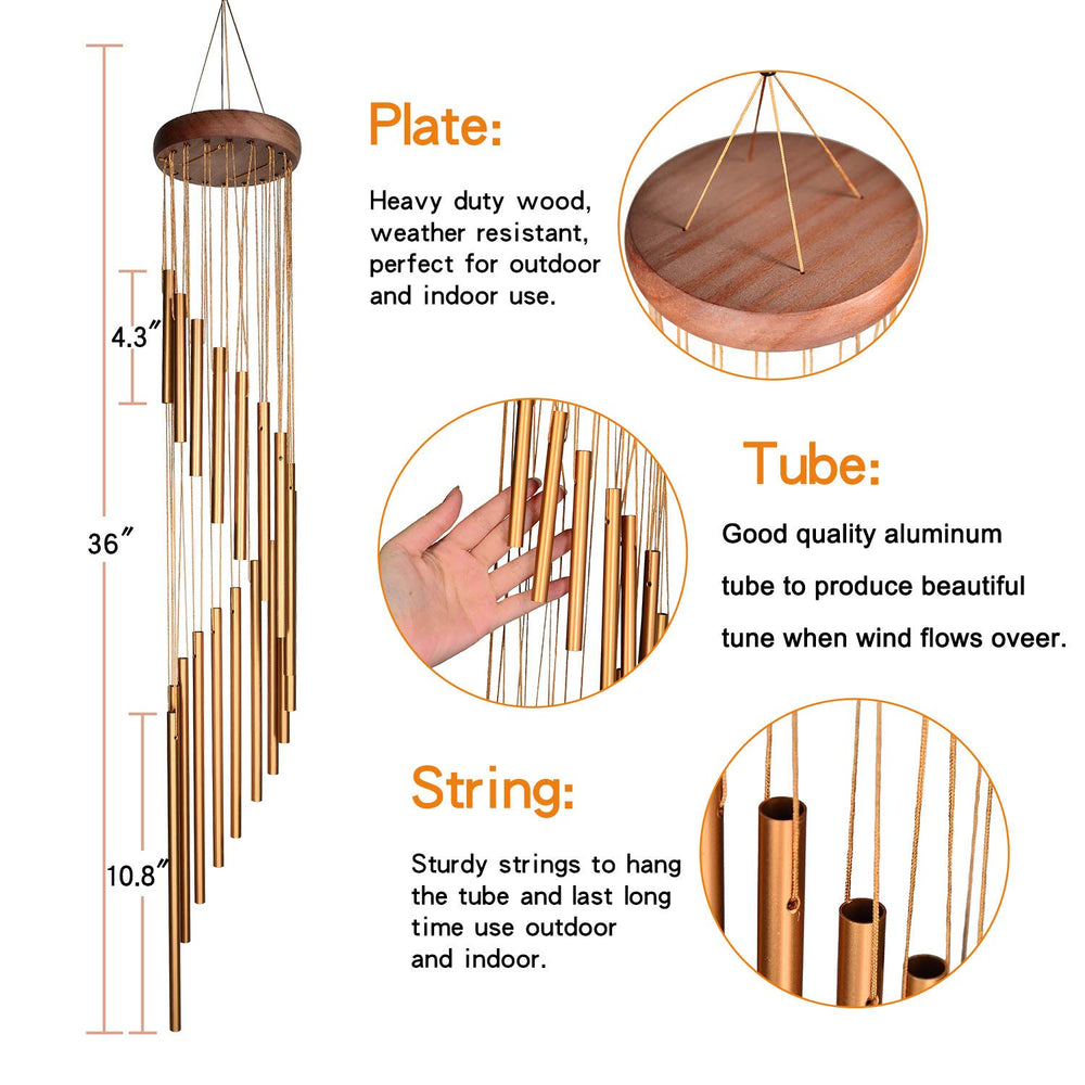 Wind Chimes for Outside,Memorial Gifts Wind Chimes Outdoor Clearance,36 inches Memorial Wind Chimes with S Hook for Home Garden Decoration