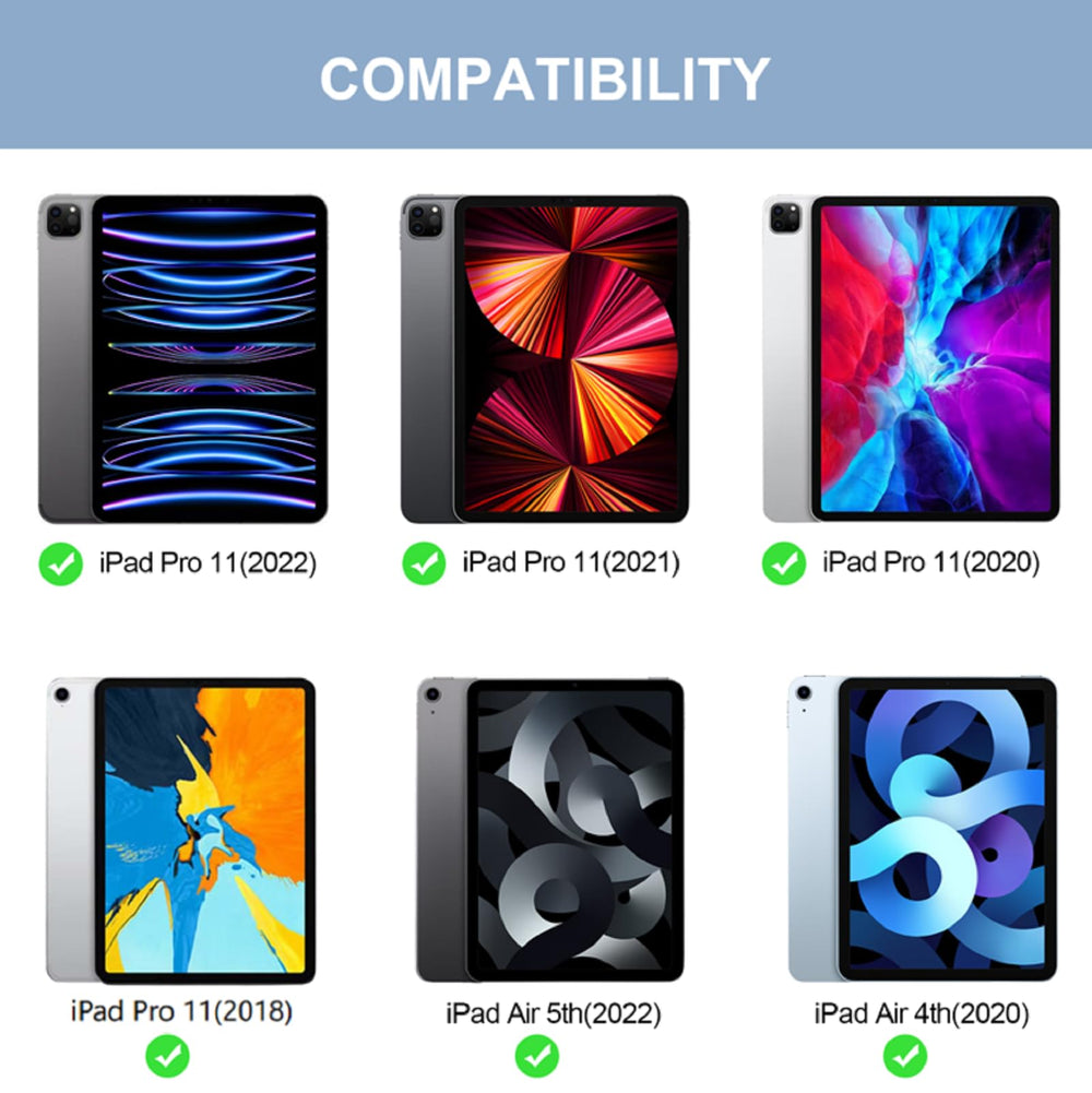 iPad Pro 11 Case with Keyboard, iPad Air 5th Generation Case with Keyboard, Keyboard Case for iPad Pro 11 inch 4th/3rd/ 2nd/1st Gen, iPad Air 5th/ 4th Gen 10.9, Detachable Keyboard with Pencil Holder