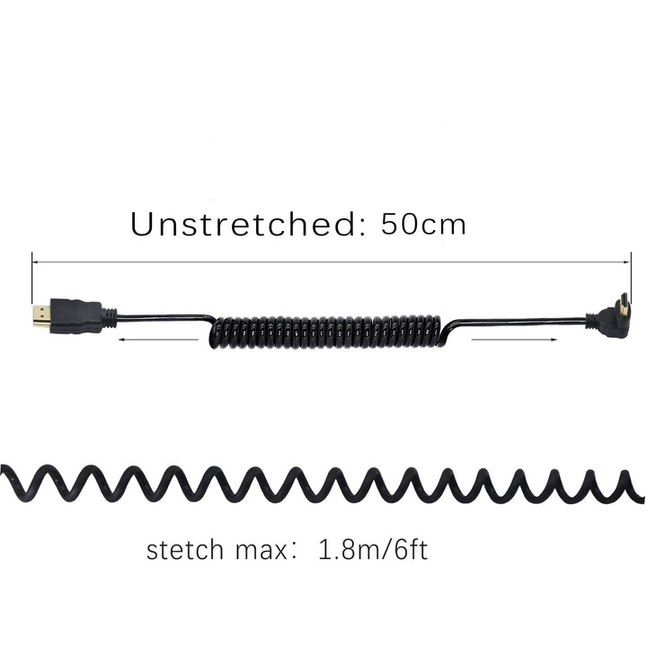 Right AngleHDMI Coiled Cable,90° Down Angle HDMI Male t