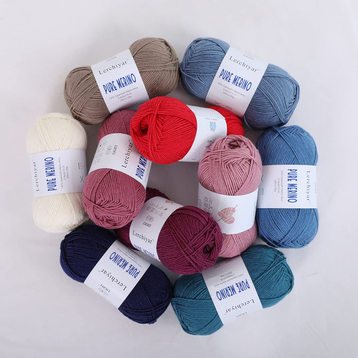 Pure Merino, 100% Merino Wool Yarn for Knitting and Crocheting, 3.5 OZ/100g, 218 yds/200m, dk Weight Yarn, Superwash, Luxury Soft Hand Knitting Yarn - Denim