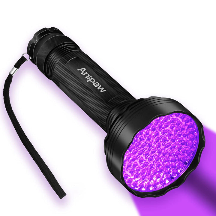 Anipaw UV Black Light Flashlight, Super Bright 100 LED 395 nM Ultraviolet Blacklight Detector for Urine for Dog/Cat, Dry Stains, Bed Bug, Professional Blacklight Flashlight for Scorpions Hunting