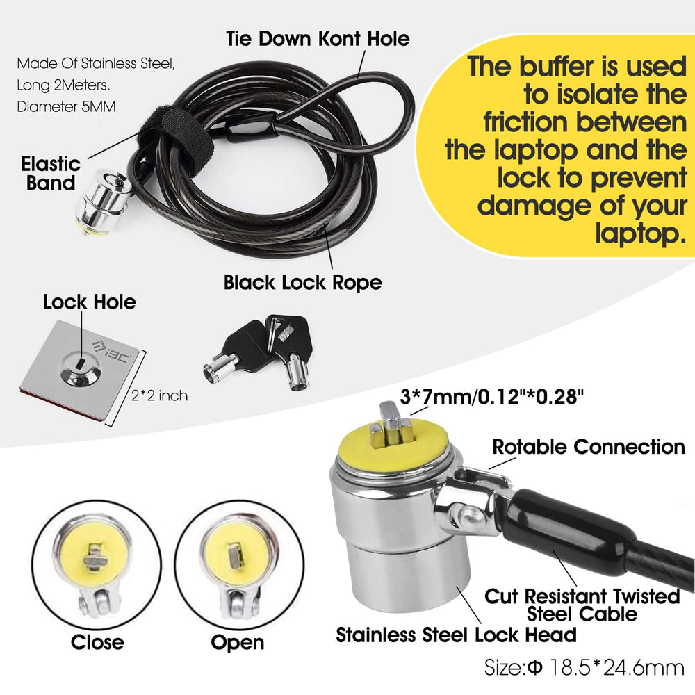 Laptop Cable Lock, Hardware Security Cable Lock with Keys, Anti Theft Combination Lock for Laptop Monitor iPad Tablet MacBook HP Kindle Surface Projector and Other Electronic Devices