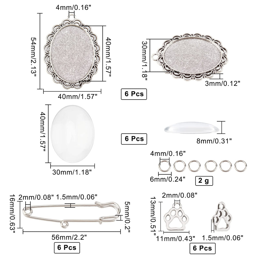 Memorial Picture Charm, 6pcs Wedding Bouquet Charms Glass Photo Charm for Wedding Bouquet DIY Pin Brooch Making Kit for Bridal Wedding Party for Holiday Craft Use