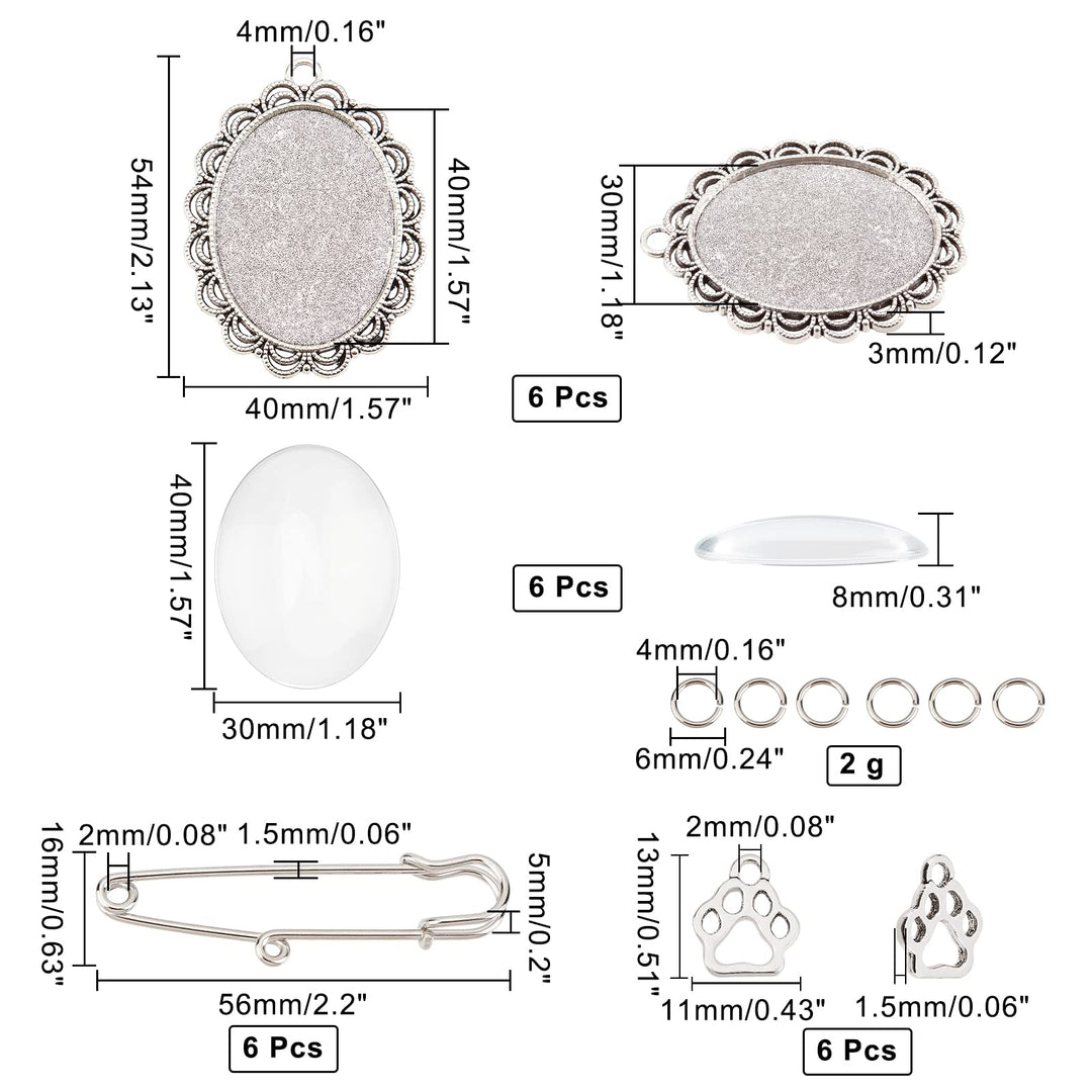 Memorial Picture Charm, 6pcs Wedding Bouquet Charms Glass Photo Charm for Wedding Bouquet DIY Pin Brooch Making Kit for Bridal Wedding Party for Holiday Craft Use
