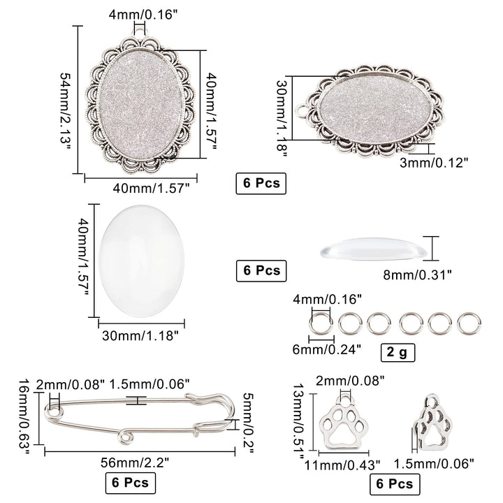 Memorial Picture Charm, 6pcs Wedding Bouquet Charms Glass Photo Charm for Wedding Bouquet DIY Pin Brooch Making Kit for Bridal Wedding Party for Holiday Craft Use