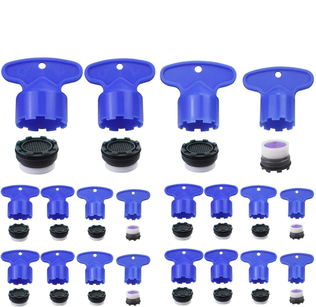 20 Pieces Cache Faucet Aerator Key Removal Wrench Tool with 20 Pieces Faucet Aerator for M 16.5 18.5 21.5 24 Cache Aerators