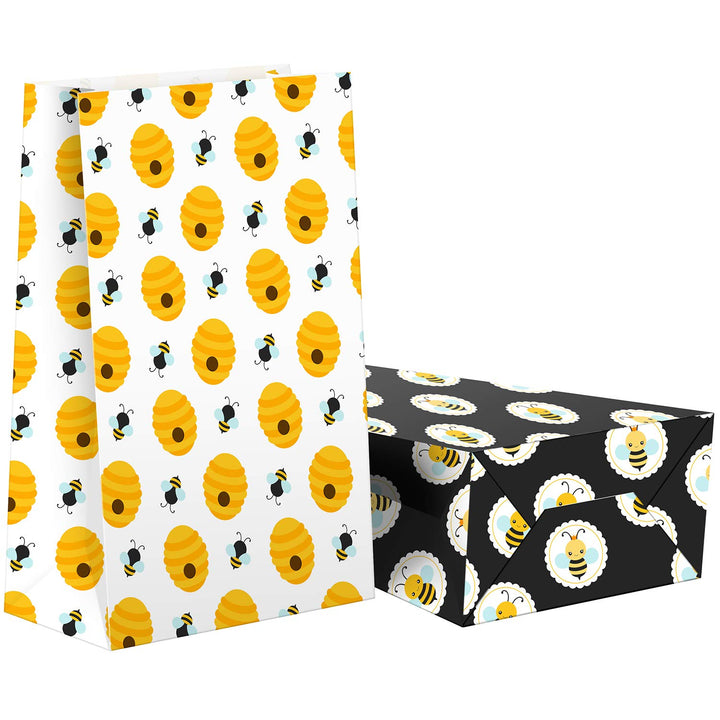 Bumble Bee Goodie Bags-24 Pcs Honey Bee Party Candy Favor Bags with Stickers, Honey Bee Goody Gift Treat Bags Bumble Bee Themed Birthday Party Supplies