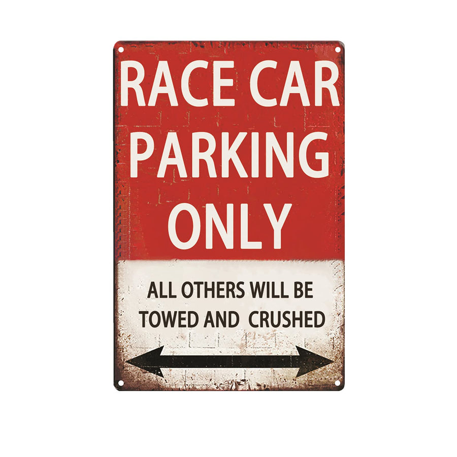 Race Car Room Decor For Boys,Vintage Car Metal Tin Signs Bedroom And Garage Cars Sign Wall Decor Race Car Parking Only 8x12 Inch