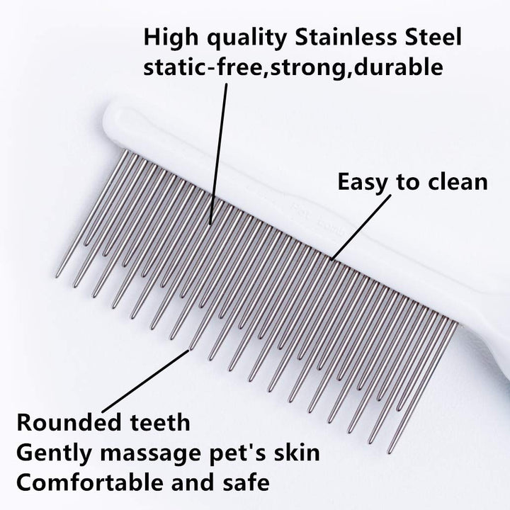 Pet Comb, Long and Short Teeth Comb for Dogs &amp; Cats, Pet Hair Comb for Home Grooming Kit, Removes Knots, Mats and Tangles