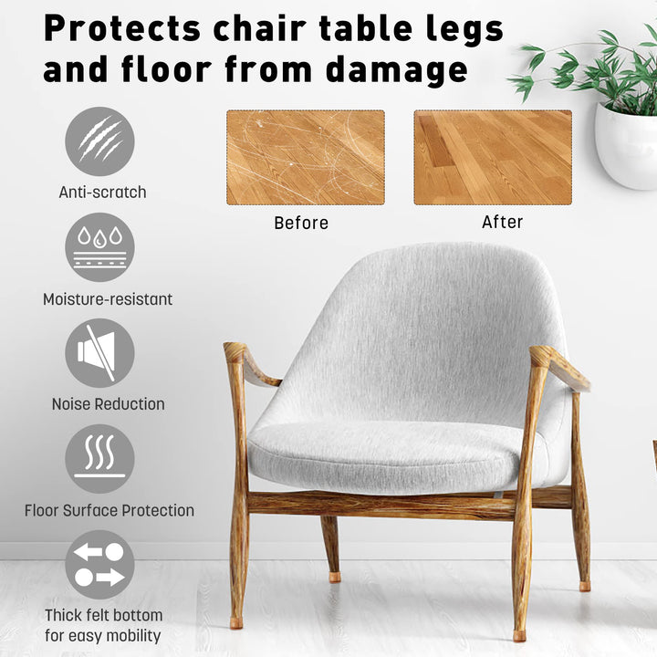 Chair Leg Floor Protectors, 24Pcs Silicone Covers for Hardwood Floors Felt Bottom Furniture Leg Cover Non Slip Leg Feet Protector, Chair Socks Pads Caps Reduce Noise Scratch